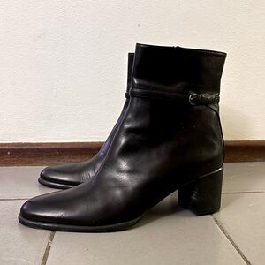 VIA SPIGA Black Leather Heeled Ankle Boots size 9.5